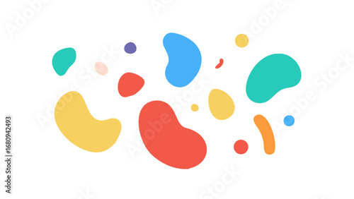 Colorful organic shapes scattered abstract blobs