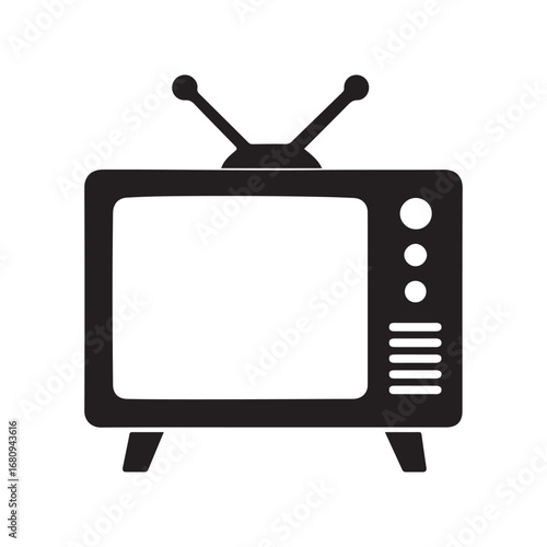 Vintage Television Vector Art, Retro TV Screen Icon