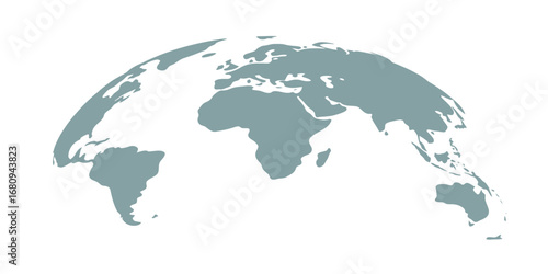 Curved World Map Silhouette - Half Globe Earth for Global Business & Travel Infographics