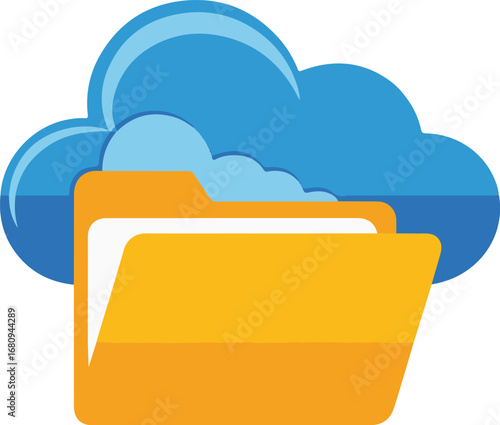 Modern flat design icon represents cloud storage folder for digital data organization and online backup vector