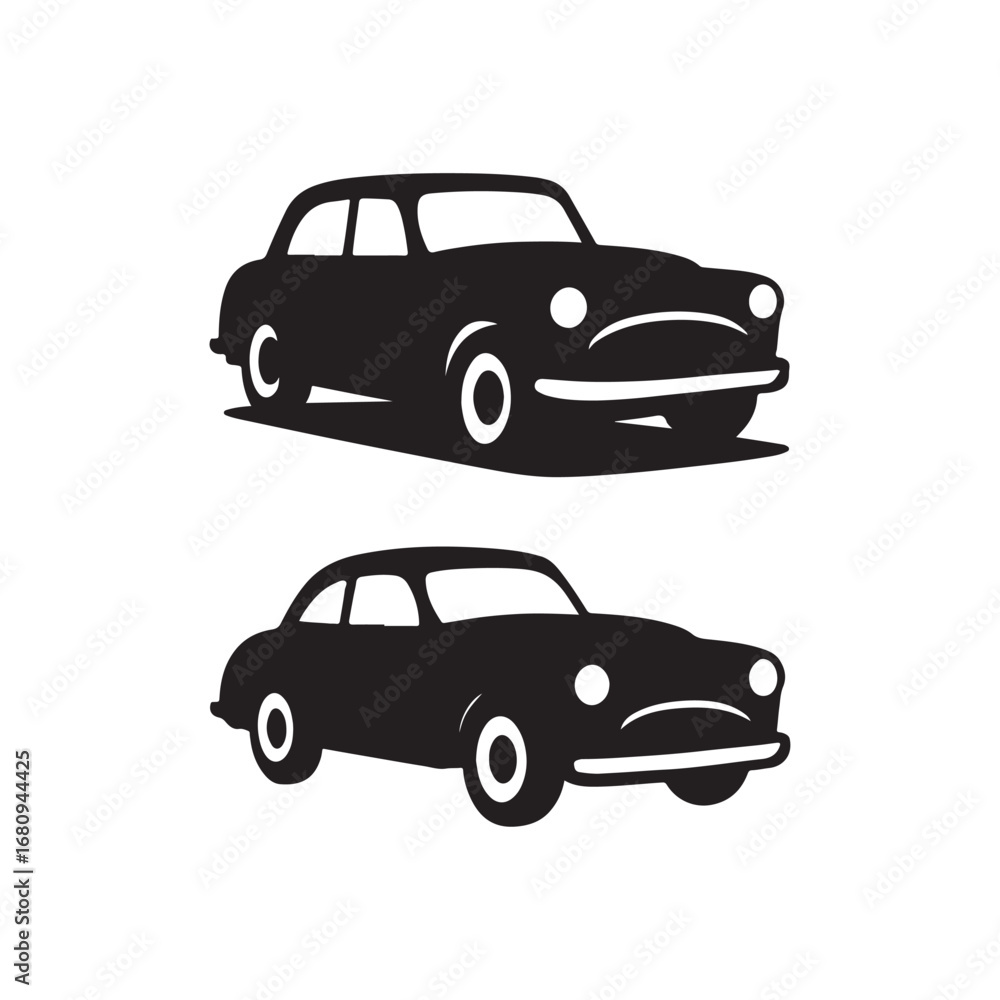 Naklejka premium Classic Vintage Car Silhouette Retro Automobile Vector Art