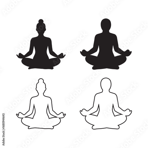 Meditation Poses Vector Art, Mindfulness and Inner Peace