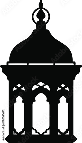 Elegant ornate arabic lantern silhouette ramadan kareem islamic event decoration lighting element silhouette