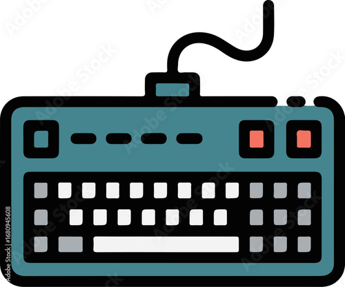 Modern flat design icon of a computer keyboard with colorful keys for digital media and technology concepts vector