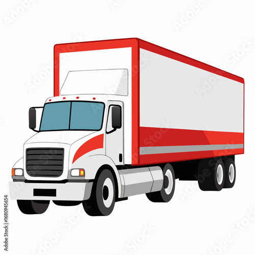 a large white truck with red accents and cargo space