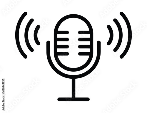 Isolated microphone vector symbol representing sound recording and podcast technology
