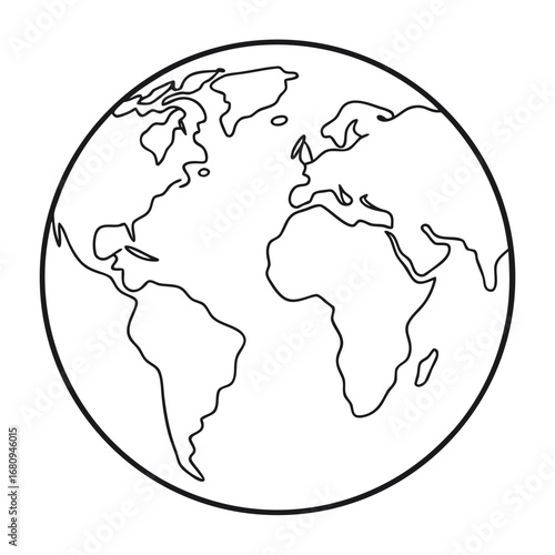 a simple line drawing of earth showing continents