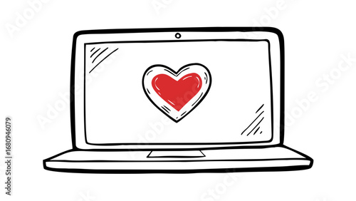 Hand Drawn Red Heart love romance