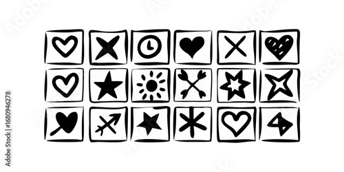 Hand Drawn Symbols Collection icons hearts