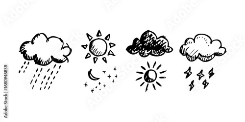 Hand drawn weather icons illustration cloud