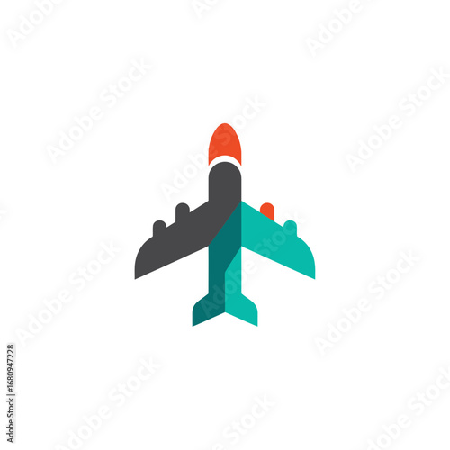 Modern Vector Illustration of a Stylized Airplane, Ideal for Travel, Aviation, and Transportation Concepts in Business, Tourism, and Design