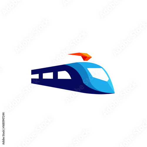 Dynamic blue high-speed train illustration symbolizing modern transportation, efficiency, and rapid connectivity for future-focused travel solutions