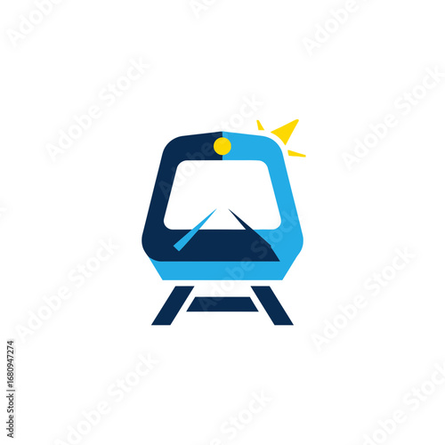 Modern Blue Train Logo Dynamic Design for Travel and Transportation with Iconic Symbolism on White Background