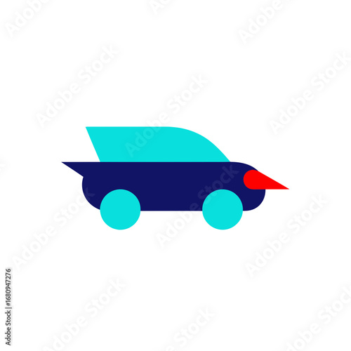 Whimsical Toy Car Illustration with Geometric Shapes for Children's Designs and Playful Graphics