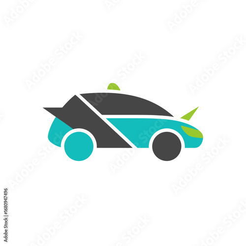 Modern Abstract Car Logo Design with Teal and Gray Colors, Representing Transportation and Innovation