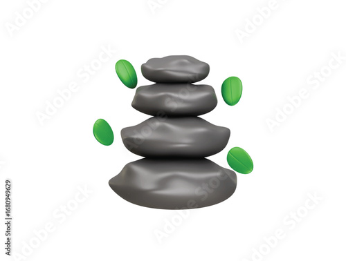 Zen stone icon 3d illustration render