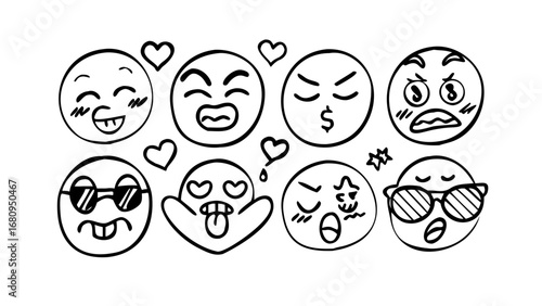 Playful Emoji Faces Collection doodle whimsical