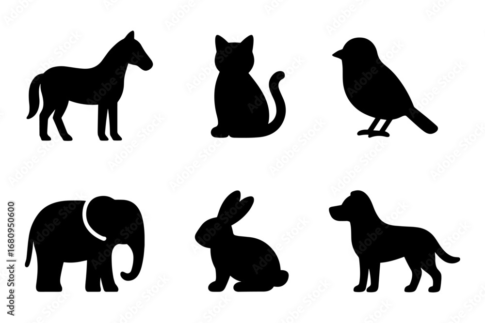 Obraz premium animal silhouettes icon set 