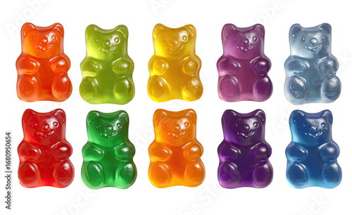 Colorful gummy bears in a grid pattern (1)