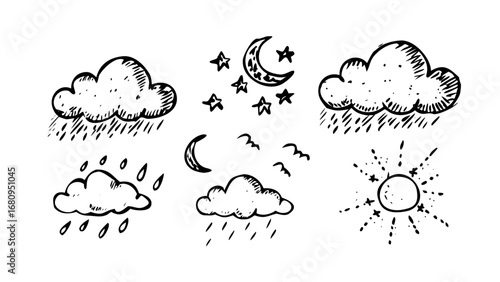 Retro Sun and Cloud Weather vintage