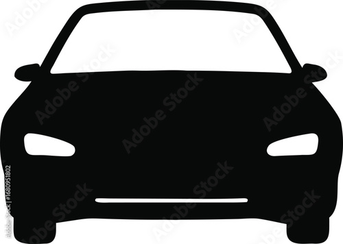 Front view silhouette of a modern car iconic design representing automotive transport and travel silhouette