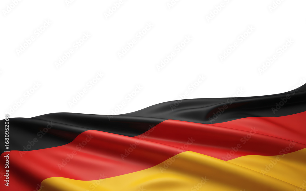 Naklejka premium Realistic Germany Flag Waving Gently with Ample Copy Space at the Top on transparent background
