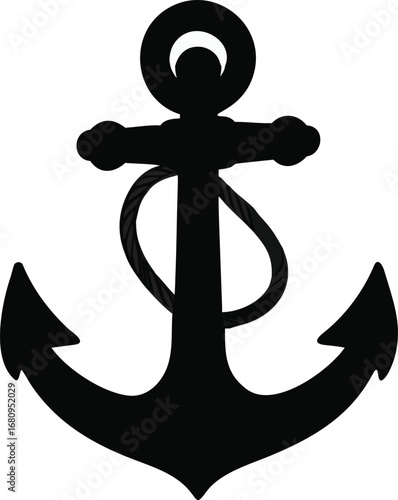 Simple nautical anchor silhouette iconic symbol of seafaring adventure marine maritime connection and stability silhouette