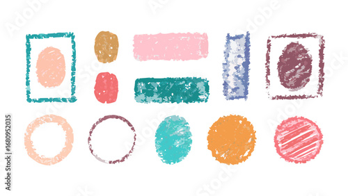Textured crayon shapes in pastel colors pink