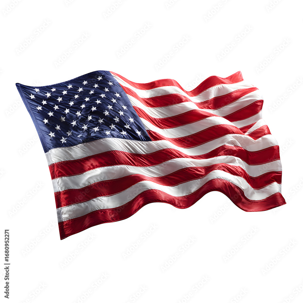 Obraz premium Isolated waving American flag with slight motion blur --ar 1:1 --raw