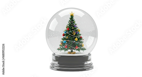Christmas Snow Globe with Decorated Miniature Tree.