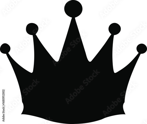 Simple stylized black silhouette of a royal crown symbolizing royalty power and authority iconic regal emblem silhouette