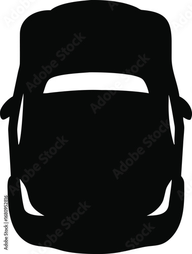 Stylized black silhouette of a sports car from a top-down aerial view simple automotive symbol silhouette