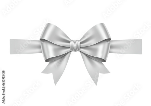 Isolated decorative ribbon bow for holiday or gift wrapping in shiny satin fabric