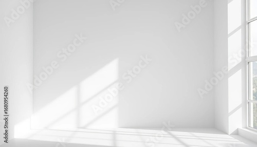 Wallpaper Mural Clean white studio backdrop, dramatic window light and shadow ideal for product photography, cleanliness, illumination Torontodigital.ca