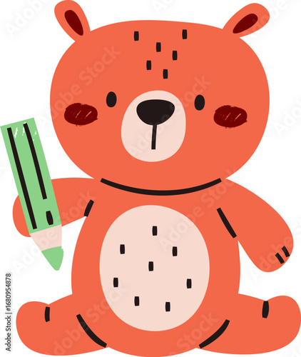 Crayon Bear Holding Pencil