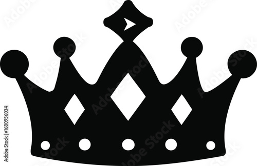 Majestic black royal crown symbol of power authority and regal elegance royalty symbol isolated on white silhouette