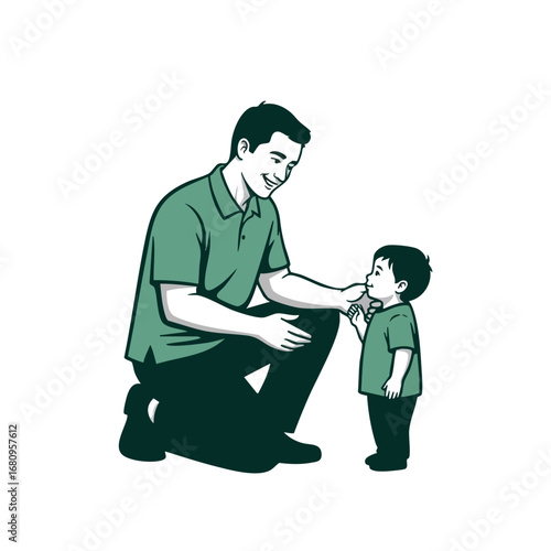 Father and Son Bonding Moment Illustrated.

