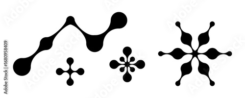 Round metaball abstract symbols, circle connection design elements