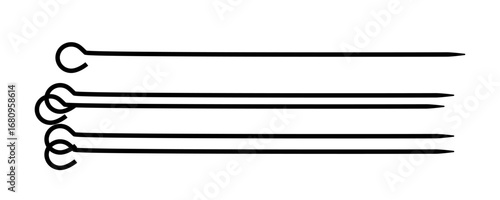Metal skewer sticks vector icon. Empty steel barbecue utensils, new bbq sticks