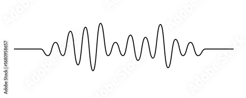 Continuous thin line sound wave icon. One line art audio symbol, single outline soundwave