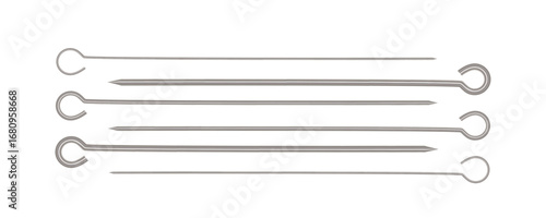 Metal skewer sticks vector icon. Empty steel barbecue utensils, new bbq sticks
