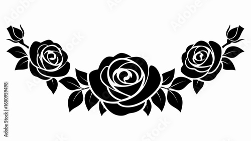Elegant black rose floral border design for decorative accents and romantic themes