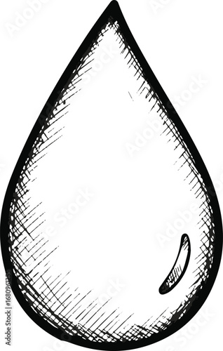 Hand Drawn Black And White Water Droplet With Texture liquid fluid