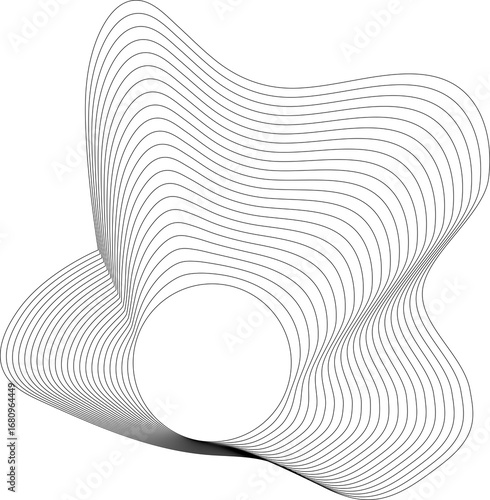 Flowing wave lines circle frame. Design liquid shapes
