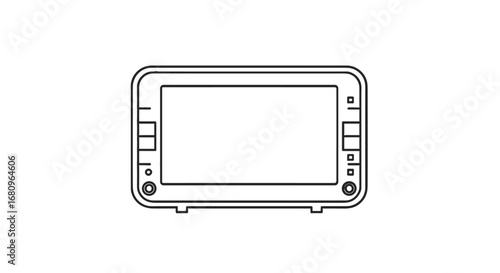 Digital oven with control buttons in minimalist outline style  