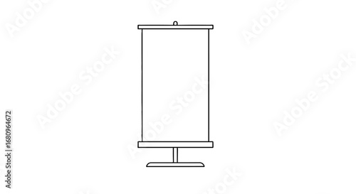 Blank vertical banner stand with metallic base for advertising  