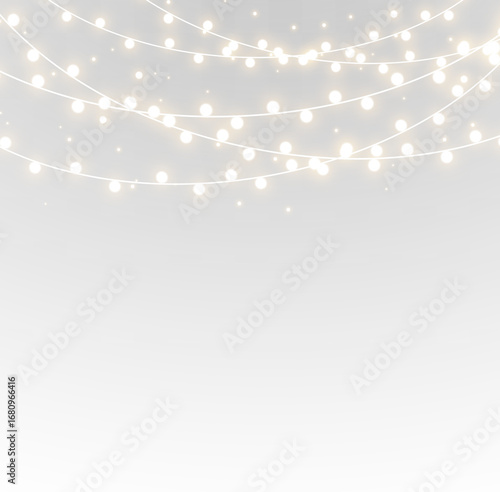 Background, Banner, Border, Birthday, Chain, Celebration — glowing christmas lights png with golden festive garland png