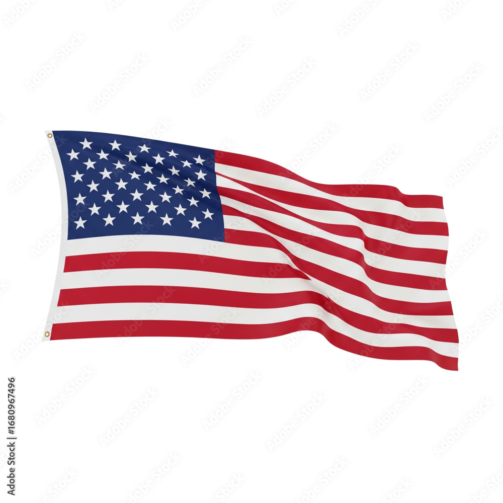 Fototapeta premium Dynamic American flag waving majestically, a powerful symbol of freedom and national pride, perfect for patriotic events and promotions.