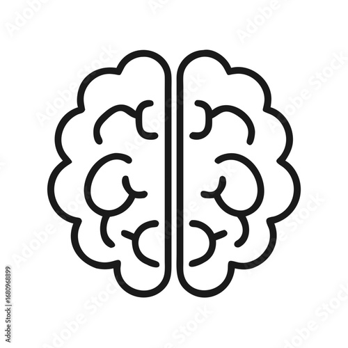Vector art of a simple line drawing of a human brain, symbolizing intelligence, thought, and the power of the mind for learning