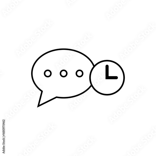 A speech bubble icon with three dots and a clock symbol, representing delayed communication or scheduled messages.